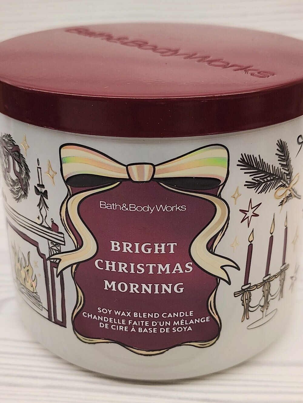 Bath & Body Works Bright Christmas Morning Soy Wax Candle - Burgundy
